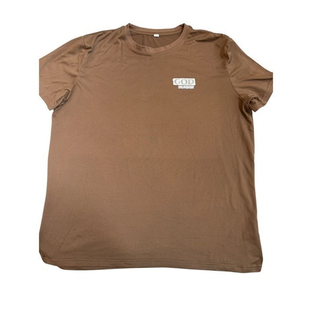 God is Good Graphic T-Shirt Brown Short Sleeve XL